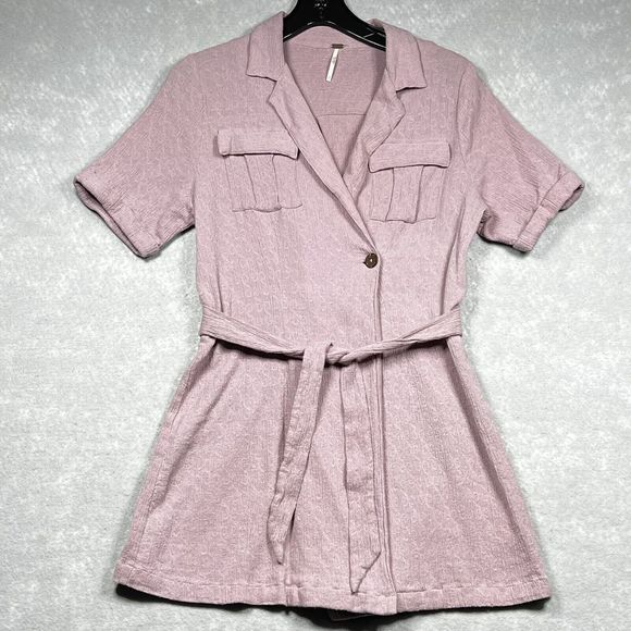 FREE PEOPLE CLEMENTINE MINI TIE WAIST DRESS ASH PURPLE WONEN’S SIZE SMALL - Picture 3 of 12